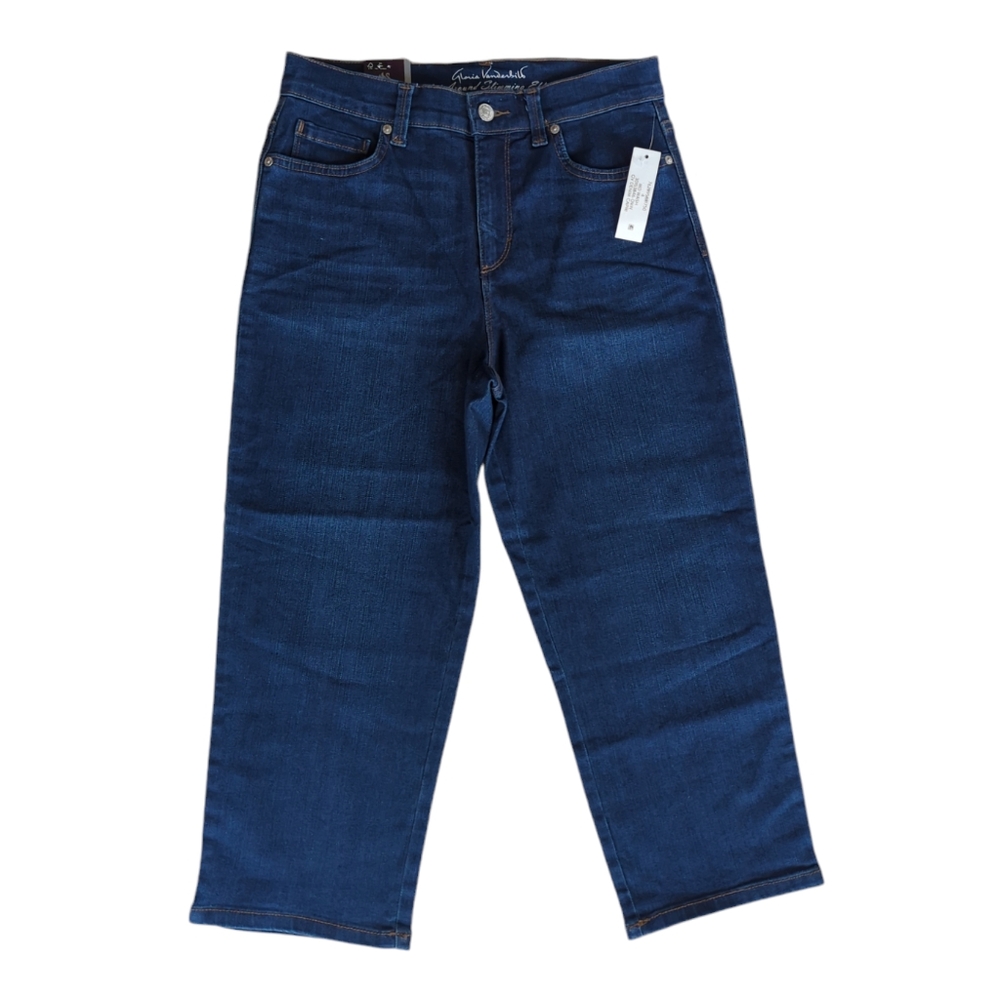 NWT Gloria Vanderbilt Amanda All-Around Slimming Classic Rise Capri Jeans 4 Blue